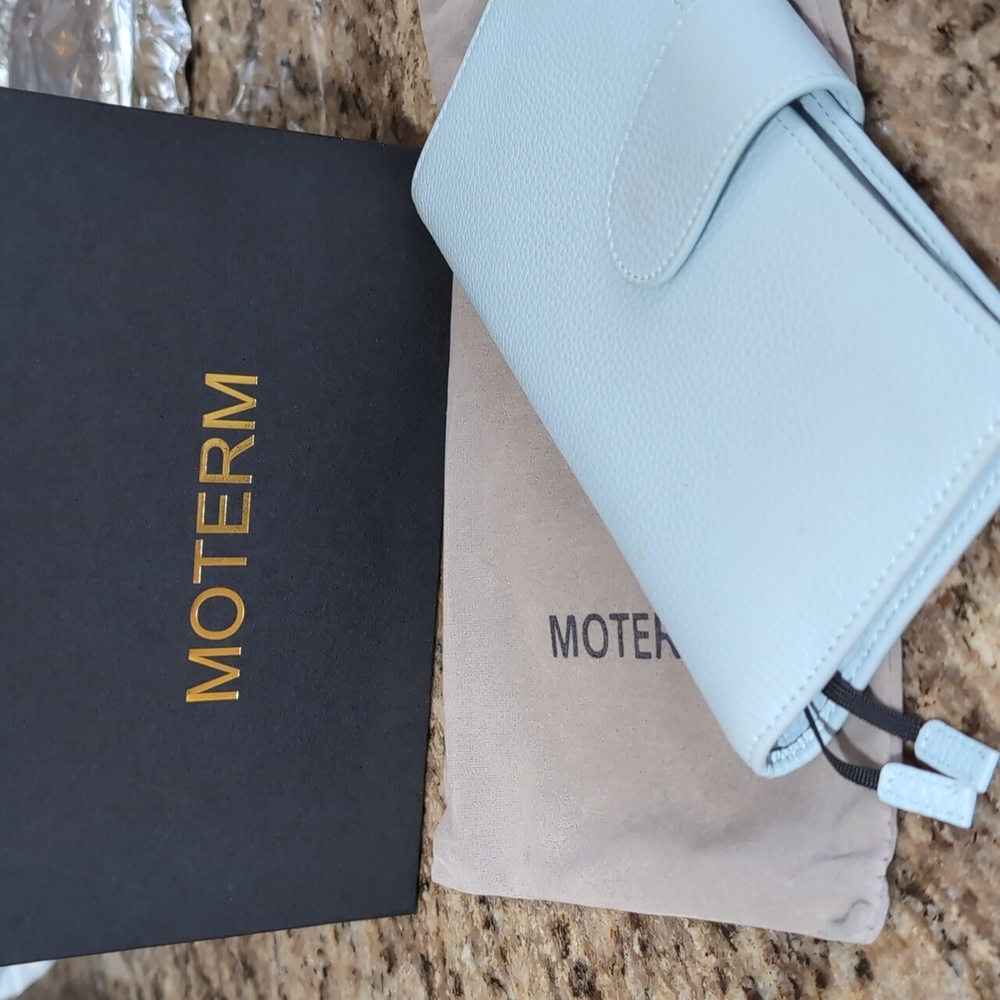 Moterm Leather Cover for Hobonichi Weeks in pebbled light blue leather